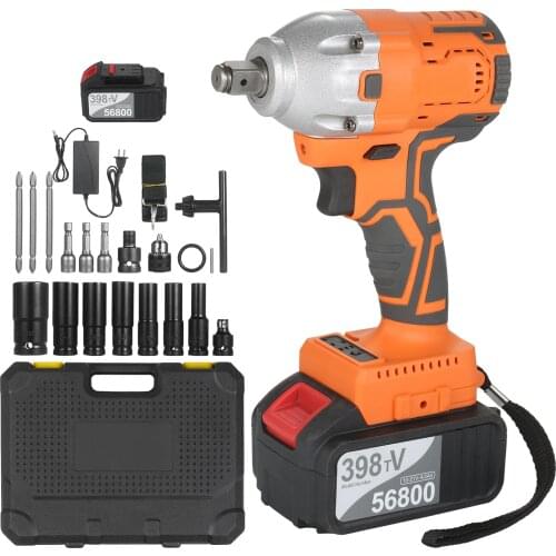 Cordless Brushless Impact Wrench 1/2 Inch 380Nm High Torque 4.0A Li-ion Battery Variable Speed with Carry Box Socket