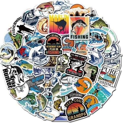 DSL 50Pcs Funny Fisherman Go Fishing Sticker For Suitcase Refrigerator Skateboard DIY Graffiti Modeling