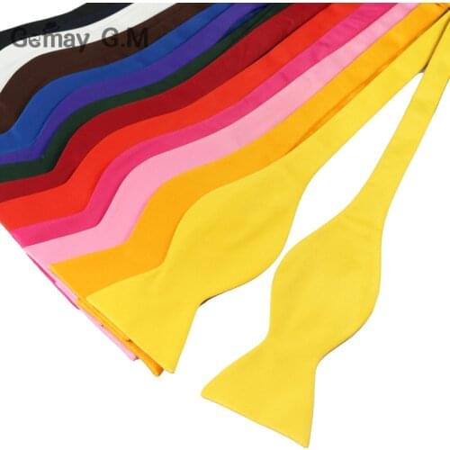 Fashion Commercial Mens Bowties For Men Plain Sold Color Silk Self Bow ties High Quality Multicolor Pre-tied For Wedding Party