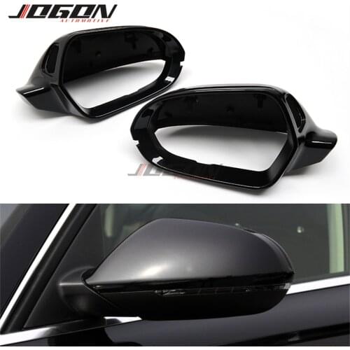 Gloss Black Side Wing Rear View Rearview Mirror Cover Case Caps For Audi A6 RS6 S6 C7 C7.5 4G 2011-2015 2016 2017 2018