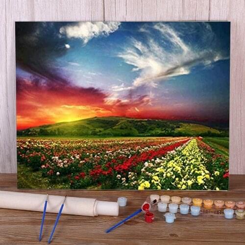 Nature DIY Paint By Numbers Set Oil Paints 50*70 Canvas Pictures Loft Wall Picture For Kids Wholesale