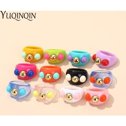 Korean Colorful Transparent Resin Acrylic Rings For Women Size 8 Minimalist Fashion Rings for Girls 2021 Trend Jewelry Gifts