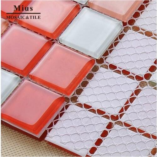 Red white crystal glass mosaic tile pattern