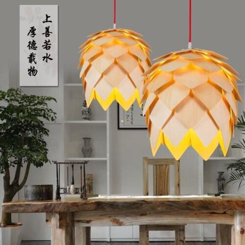 Creative design Art Wooden Pendant Lamps OAK Wood Lights Dinning Room Restaurant bedroom study Retro Fixtures 110-240V