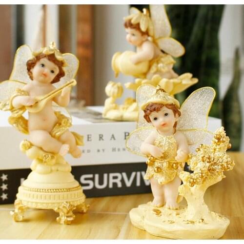Creative gold Cupid angel furnishing a European home decoration jewelry shop window counter featured crafts girl doll