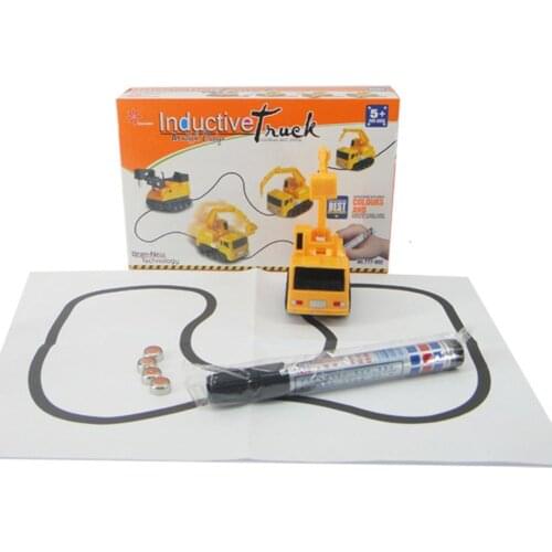 Auto Follow Mini Engineer Car Crane Vehicle Draw Line Pen Interactive Kids Toy playmobile Diecasts Bauble Gifts For Children