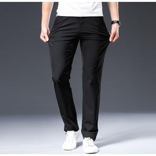 Mens Grey White Breathable Solid Color Mid Straight Pant Simple And Convenient For Casual Loose Men Trousers Clothing 2021