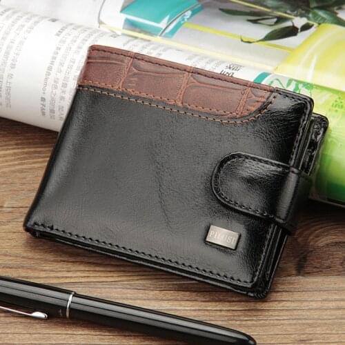 Baellerry Patchwork Men Wallet Leather Coin Pocket Inside Card Holder Male Purse Hasp Short Wallet Carteira Brand Designer