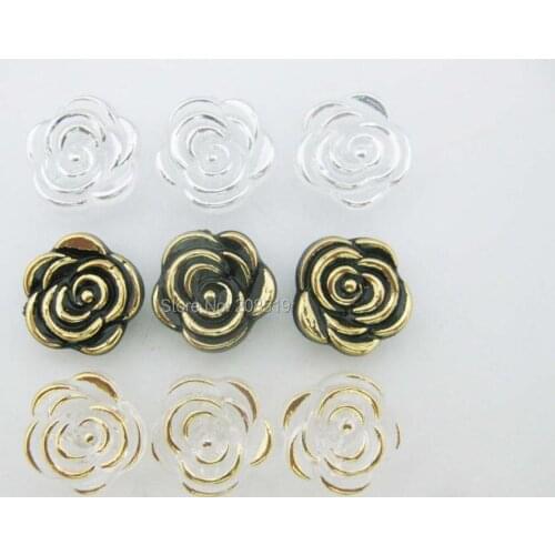 NBNLGG 12mm rose shape shirt buttons 100pcs gold/silver/black fashion buttons garment accessories