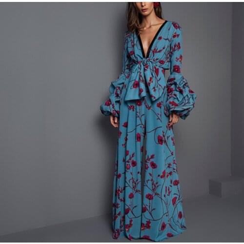 2021 Autumn New Womens Clothing European and American Style Fashion Long-sleeved Slim Printed Breathable Ladies Jumpsuit WK25