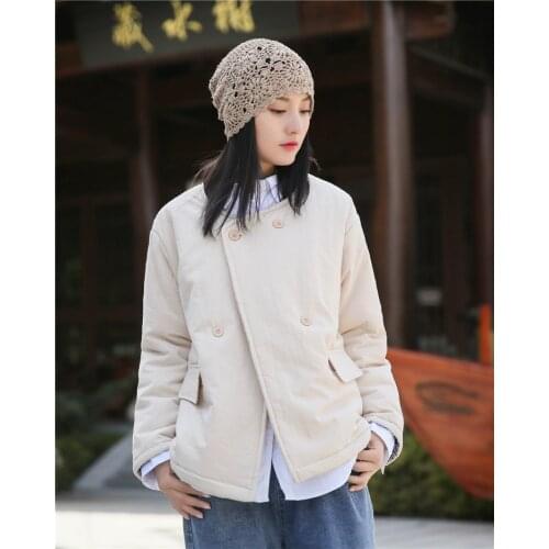 Aransue New Cotton Linen Coat Women Winter Clothing Short Design Warm Jacket Chaquetas De Mujer 2020