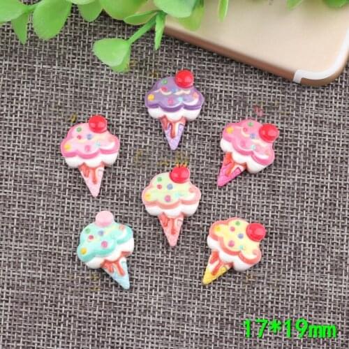 New Arrival 20pcs 17*19mm colorful Fruit Ice Cream Resin Cabochon Ornament Accessories Clay Beads Charms Pendant jewelry