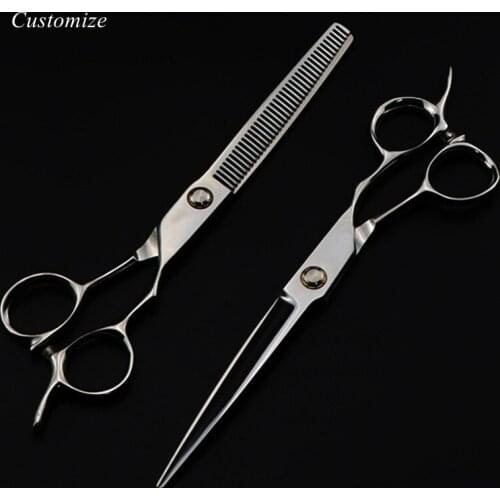 Customize LOGO 6 '' JP 440c steel bearing cut hair scissors haircut thinning barber cutting shears tools hairdressing scissors