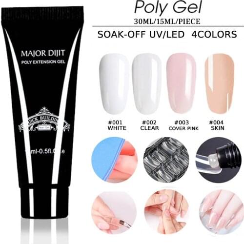Soak Off Poly Nail Gel UV Acryl Gel Quick Building 15ml Nail Extensions Finger Nail Gel Camouflage UV LED Hard Builder Gel
