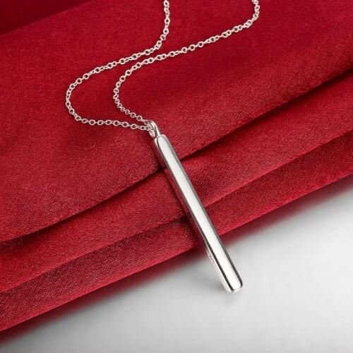 Popular 925 Sterling Silver Cuboid geometry Pendant Necklace For Women charm girl Best friend gifts party fashion brands Jewelry
