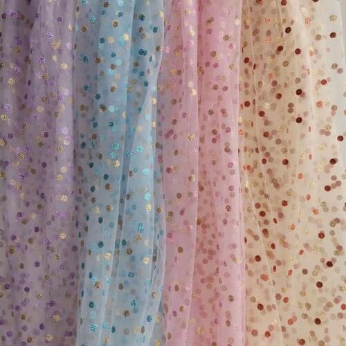 Lovely 2 Tones Glitter Polka Dotted Tulle Lace Fabric Swiss Dots Mesh Tulle Fabric High Quality Bridal Dress Wedding Decoration