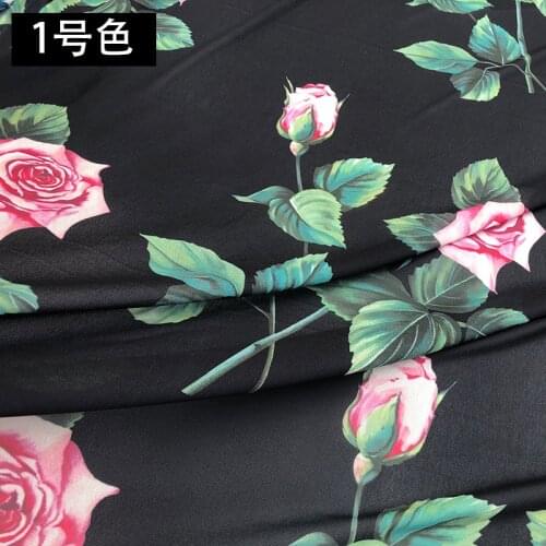 100x145cm Fashion Rose Flower Printed Mesh Fabric For Woman Dresses Blouse DIY Cloth Sewing