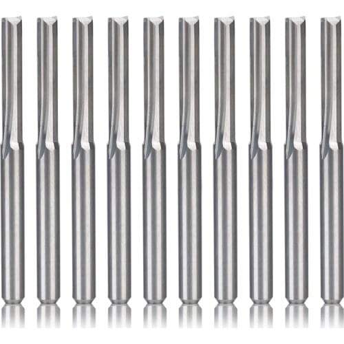 SHGO HOT-10Pcs 2 Flute Cnc Router Bits 3.175Mm Straight Slot Tungsten Steel Milling Cutter For Wood Mdf Plastic