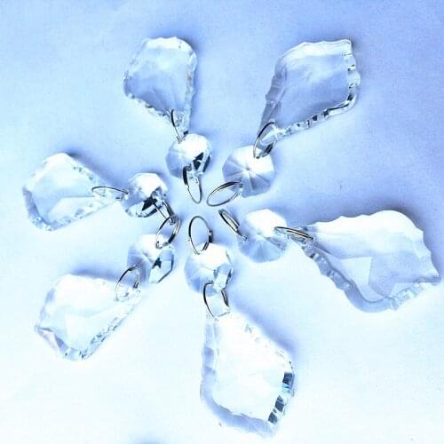 6pcs 2.4"(H) Gorgeous Crystal chandelier pendants(1piece 38mm Crystal Maple leaf with 1piece octagon bead With Metal Connectors)