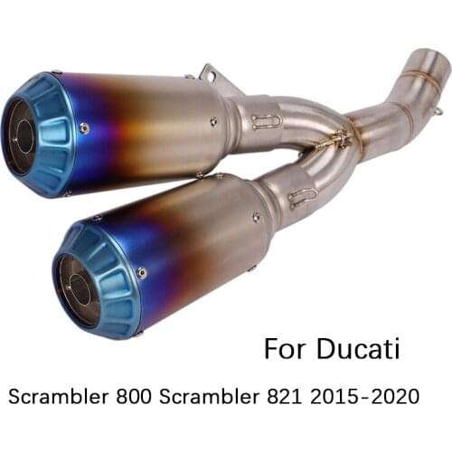 For Ducati Scrambler 821 800 2015-2020 Motorcycle Exhaust Pipe 49mm Middle Pipe Slip On 51mm Muffler with DB Killer Escape