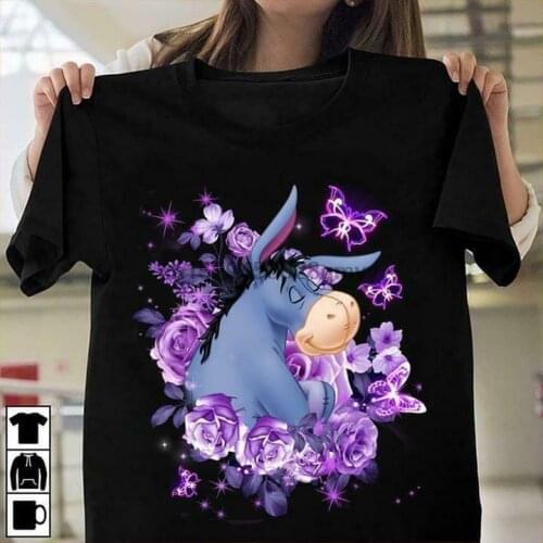 Eeyore Purple Flower Funny T-Shirt Men Women Unisex Tee All Size S-3XL