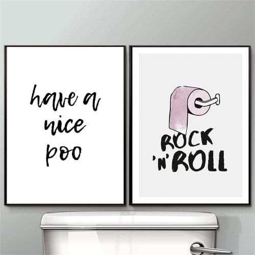 Funny Toilet Poster Bathroom Wall Art Prints Rock and Roll Minimalism Canvas Painting Quote Have a nice poo WC Sign Home Decor