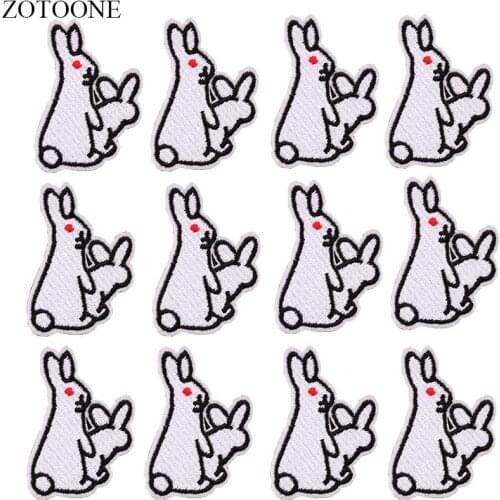 ZOTOONE Funny Rabbit Embroidery Patch Stickers Ironing Cute Animal Hippie Appliques for Jackets Jeans DIY Iron on Patches Badge