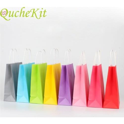 10pcs Colorful Kraft Paper Bag Wedding Candy Gift Packaging Bag Jewelry Food Bread Shopping Bag 2019 Xmas Christmas Gift Bags