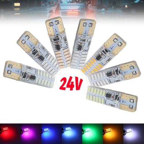 2pcs 24V T10 W5W 194 168 3014 24SMD Bulb Auto Automobiles Turn Signal Bulb License Plate Light Lamp Car-Styling Car Accessories