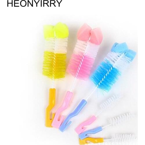 2 in 1 Baby Nipple Milk Bottle Cup 360 Degree Sponge Cleaner + Pacifier Brush Tool Sponge Cleaning Kit