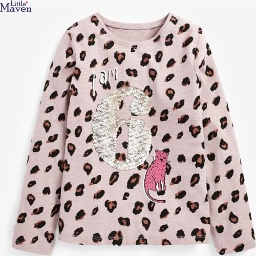 Kids 2021 Autumn New Brand Clothes Children Unicorn Animal Leopard T Shirt Fall Clothes for Toddler Girls 2-7 Years 52061