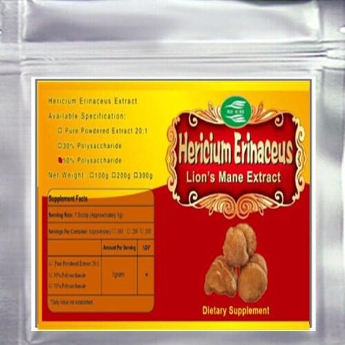 300gram (10.56oz), Lions Mane Mushroom Hericium Erinaceus Extract 50:1 Powder