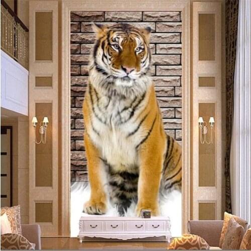 3D 5D 8D Mural Tiger Hallway Photo Wallpaper Large Murals 3D Entrance Wall Paper Home Wall Decorative Canvas Painting Custom