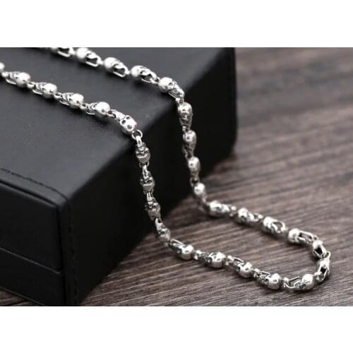 4.5mm 925 Sterling Silver Retro mens skull link biker necklace chain Jewelry gift A1486