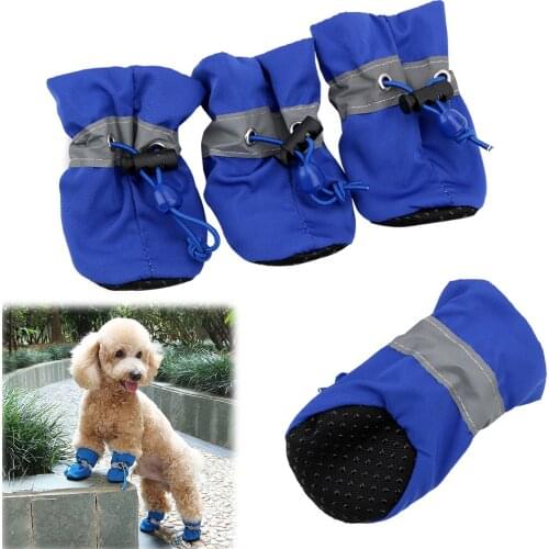 4pcs Antiskid Puppy Shoes Soft-soled Dog Shoes Waterproof Soft Pet Paw Care Pet Product Pet Accessories