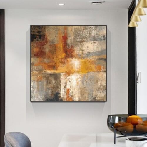 Nordic Style Abstract Gold Oil Paintings on Canvas Wall Posters and Prints Scandinavia Cuadros Pictures for Living Room Decor