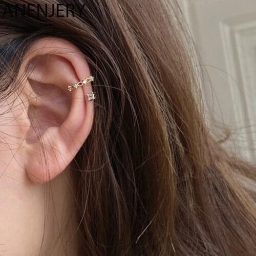 ANENJERY 1 Piece 925 Sterling Silver Shiny Micro Zircon Flower Ear Clip Female Palace Style Retro Non-pierced Ear Bone Earrings