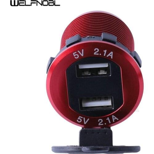 Dual USB QC 3.0 Car Charger Aluminum Socket Power Outlet Charger With Digital Voltage Display For 12V/24V Car Motorcycle