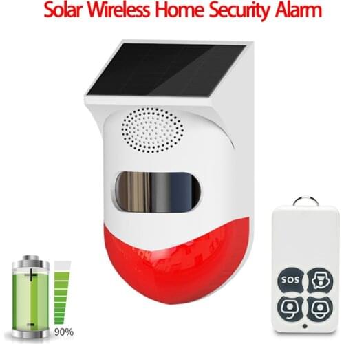 RF433 Remote Control Solar Wireless Home Burglar Security Alarm Siren PIR Motion Sensor Detector For Home Garden Yard Outdoor