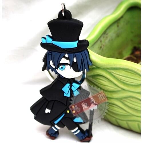 Kuroshitsuji Charles PVC Keychain Japanese anime Sebastian Michaelis And Ciel Phantomhive Contract Key Ring Pendant Chaveiro