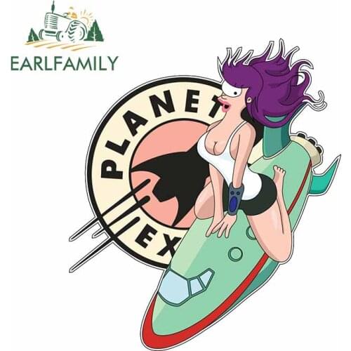 EARLFAMILY 13cm x 11.5cm for Planet Funny Girl Flying By Rocket Occlusion Scratch VAN Decal Windows Car Stickers Vinyl Car Wrap