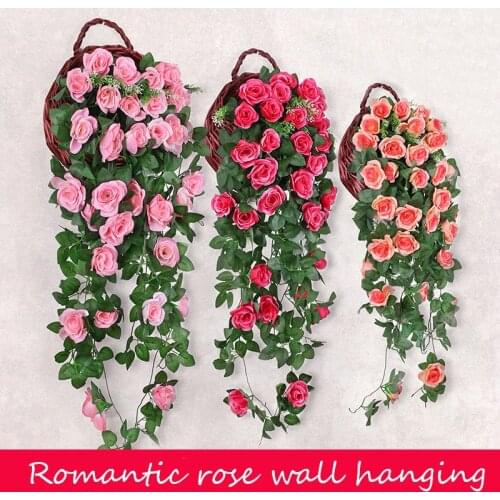 Violet Artificial Flower Vine Party Decoration Simulation Valentines Day Wedding Wall Hanging Basket Flower Orchid Fake Flowers