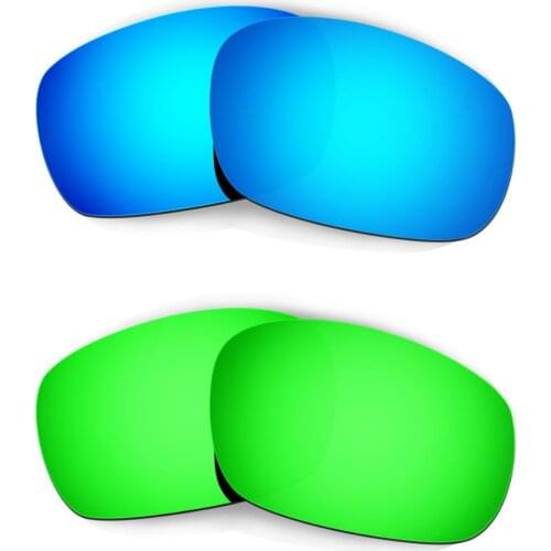 HKUCO For Jawbone (Asian Fit) Sunglasses Replacement Polarized Lenses 2 Pairs - Blue & Green