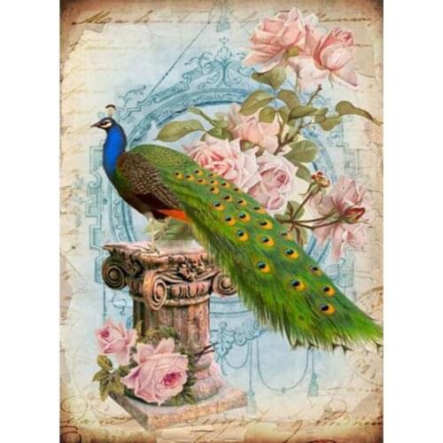 JMINE Div 5D peacock Rose Flower Full Diamond Painting cross stitch kits art High Quality Animal 3D paint by diamonds