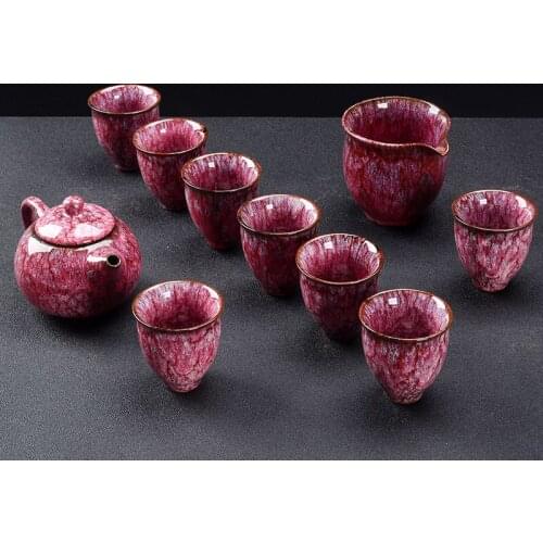 Chinese Kung Fu ceremony ceramic household coarse pottery Japanese style teapot tea cup gift box eight-piece set