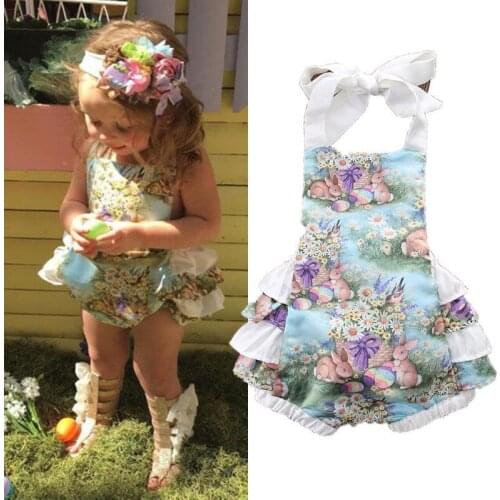 Baby Girls Romper Sleeveless Cute Litter Animal Print Baby Girls Clothes Rabbit Printing Baby Romper Toddler Newborn Jumpsuits