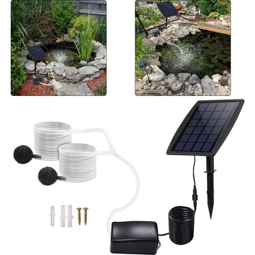 Solar Air Pump Kit Inserting Ground Water Air Pump Oxygenator Solar Aerator With Oxygen Hoses Air Stone For Pond Fish Garden