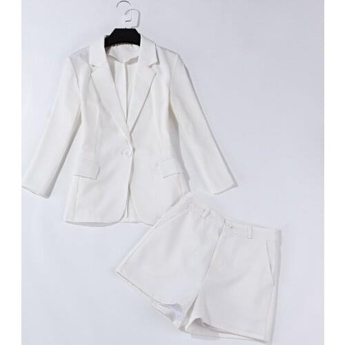 Suit female professional shorts two-piece fashion casual white long-sleeved jacket summer new womens suit