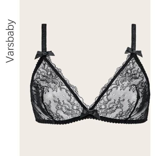 Varsbaby sexy Comfortable Breathable Thin Cup Lace Intimates Lace Solid bra panties thong
