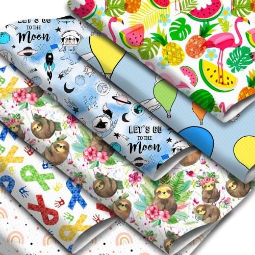 Animal Theme Faux Leather Sheets Bee Fruits Printed Synthetic Leather Fabric 20x33cm for DIY Earrings Hair Bows Garments